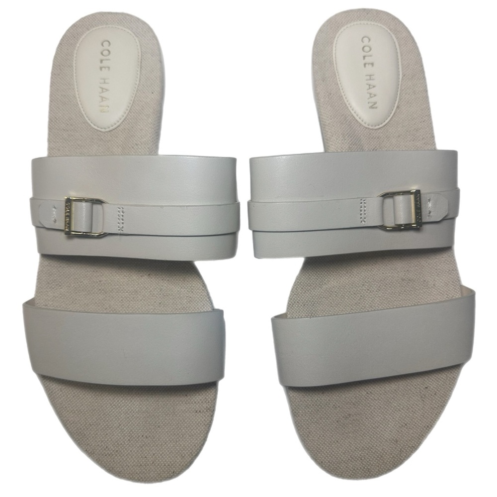 Cole Haan Francine Demi Women's Beige Wedge Slip In Slide Sandals